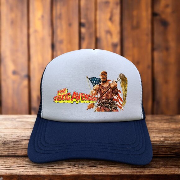 The Toxic Avenger Unisex Trucker Hat Blue Snapback Cult Classic Horror Movie Cap - Picture 1 of 4